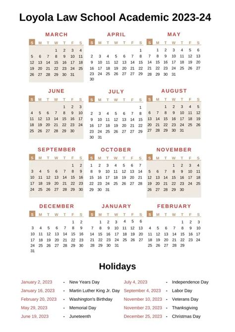 Loyola Law Academic Calendar